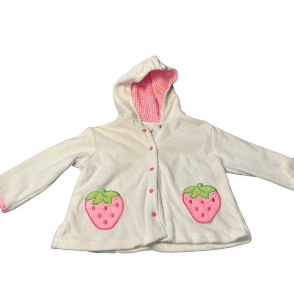 Vintage Circo Toddler Strawberry Hoodie 2T – White & Pink Fleece Sweatshirt - Picture 1 of 9